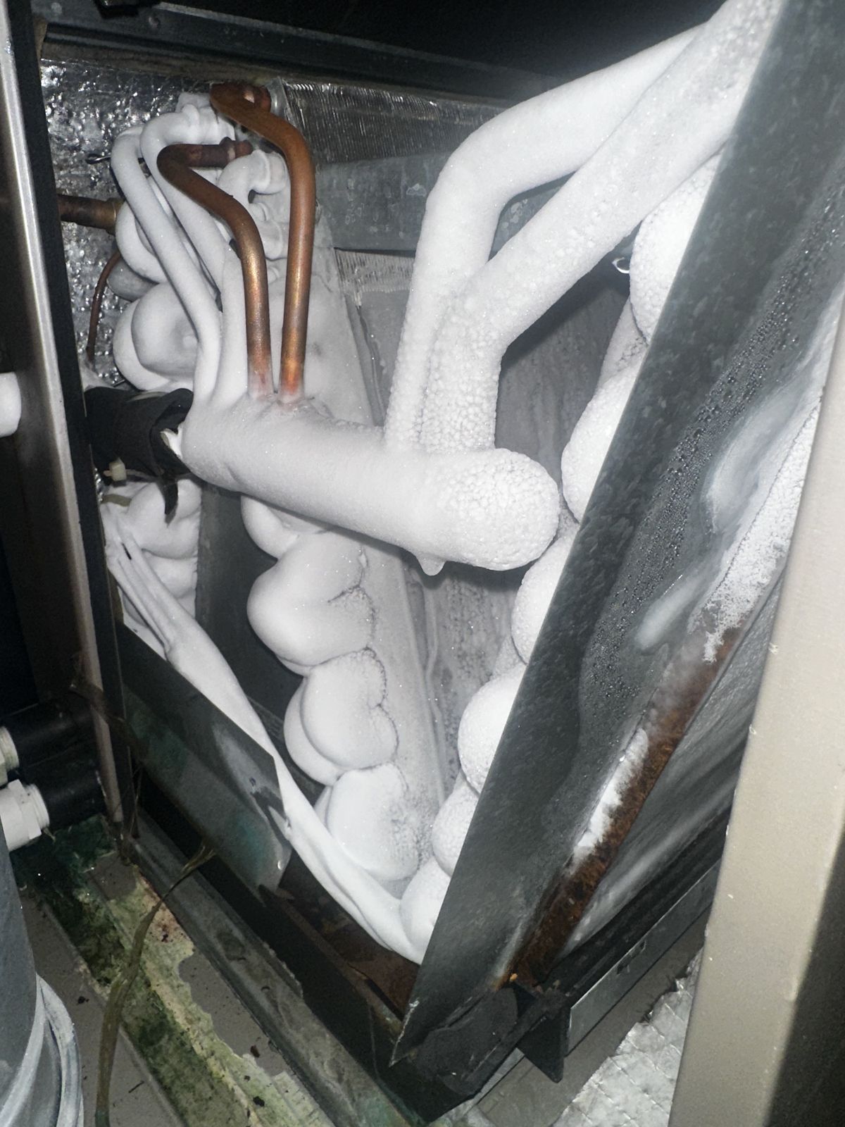 A frozen evaporator coil, a common air conditioning failure